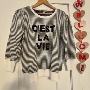 NWT Karl Lagerfeld Black and White Striped Sweater